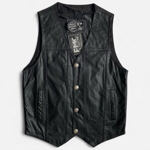 Black leather vest NWT